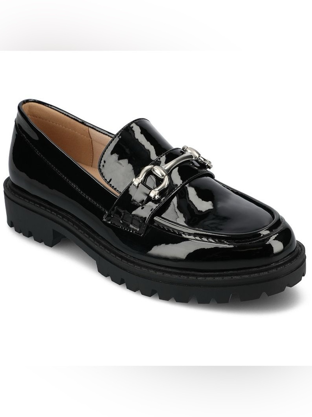 Journee Collection Black Patent Moccasin Loafers Various Sizes